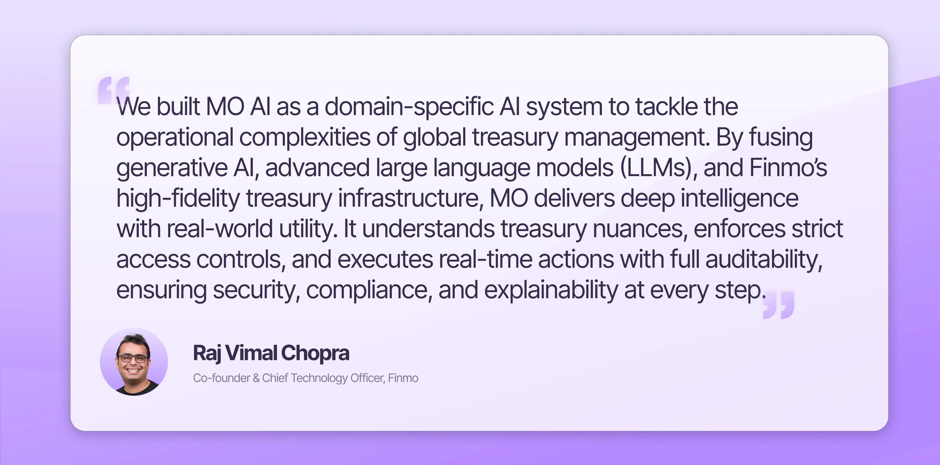 Raj Vimal Chopra Co-founder & Chief Technology Officer, Finmo