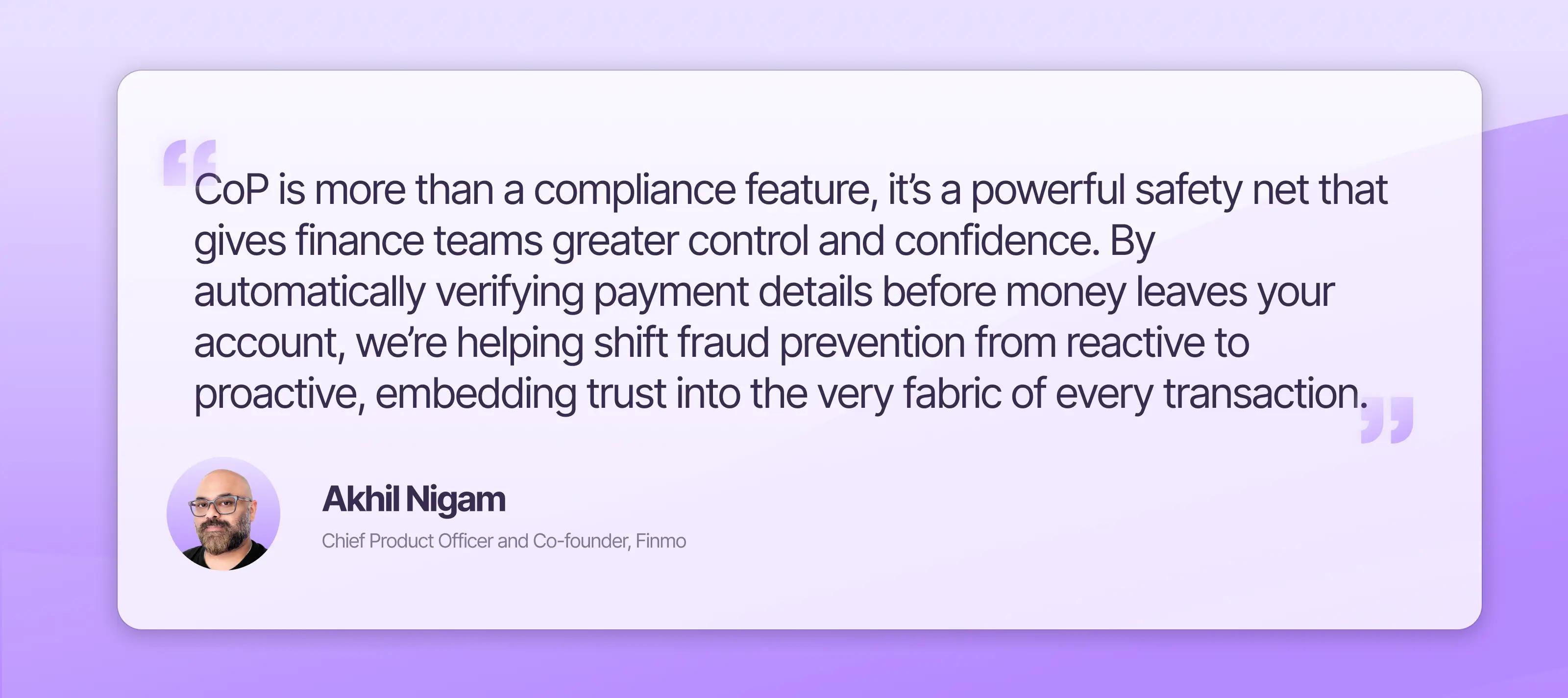 Akhil Nigam Chief Product Officer and Co-founder of Finmo